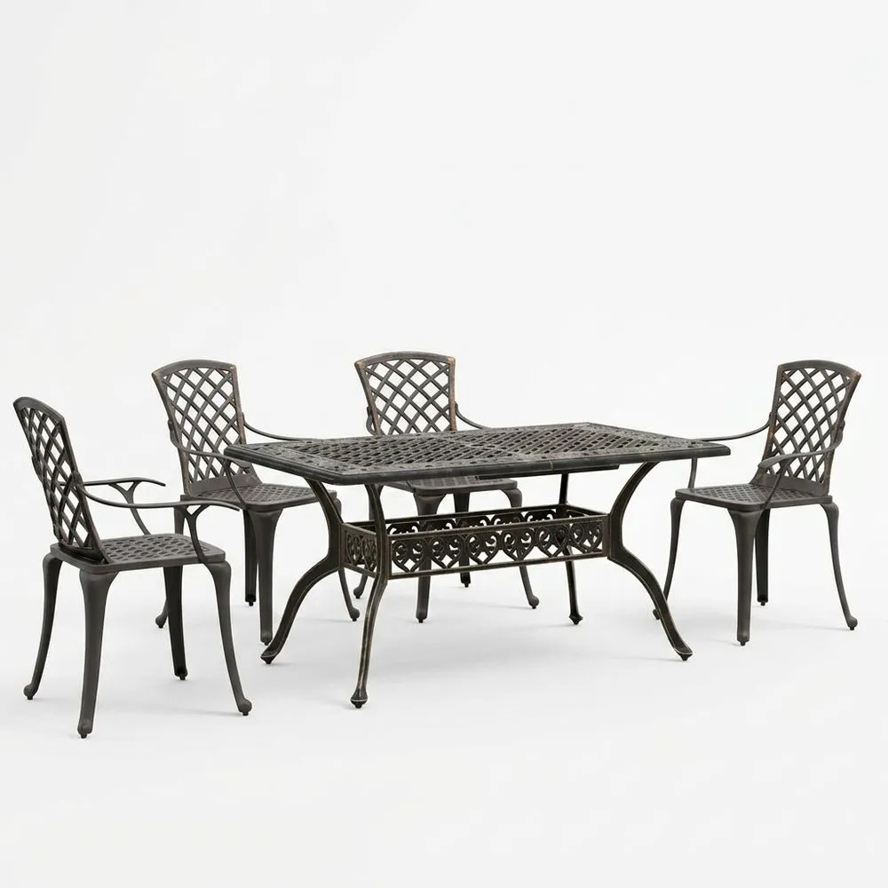 Conjunto de Mesa y Sillas de Jardín de Aluminio Bronce