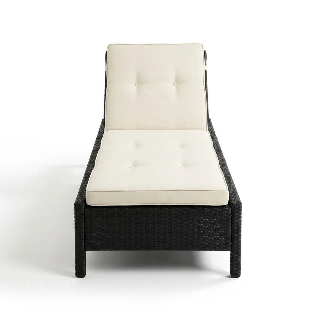 Tumbona de Ratán Sintético con Cojín Beige 195cm