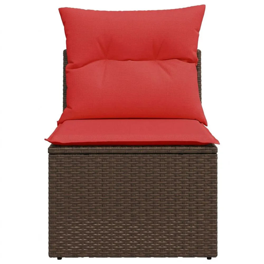 Silla de Ratán Sintético Cojines Rojos 57x60x81 cm