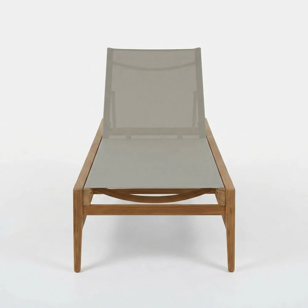 Tumbona de madera teca y tejido sintético gris 200cm