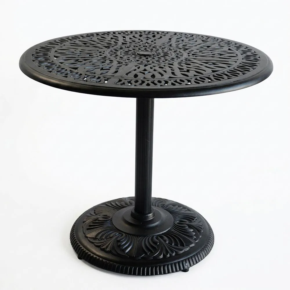 Mesa redonda de aluminio fundido negro 70cm