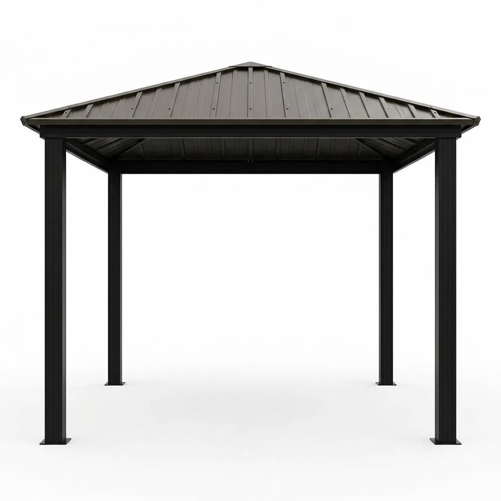 Pérgola con techo de acero galvanizado gris 300x300cm