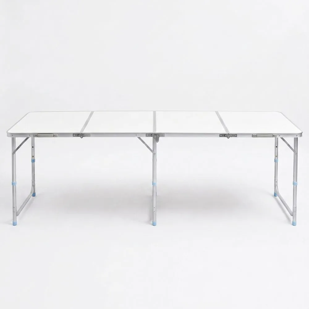 Mesa Plegable de Aluminio y MDF Blanco 180x60x70 cm