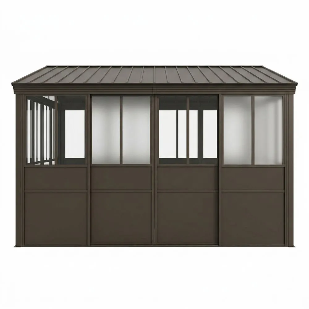 Cenador de Aluminio Marrón con Paneles de Policarbonato 3x4 m