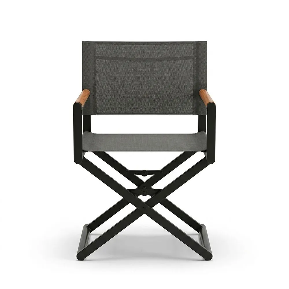 Silla de Director Aluminio Tela Gris Plegable