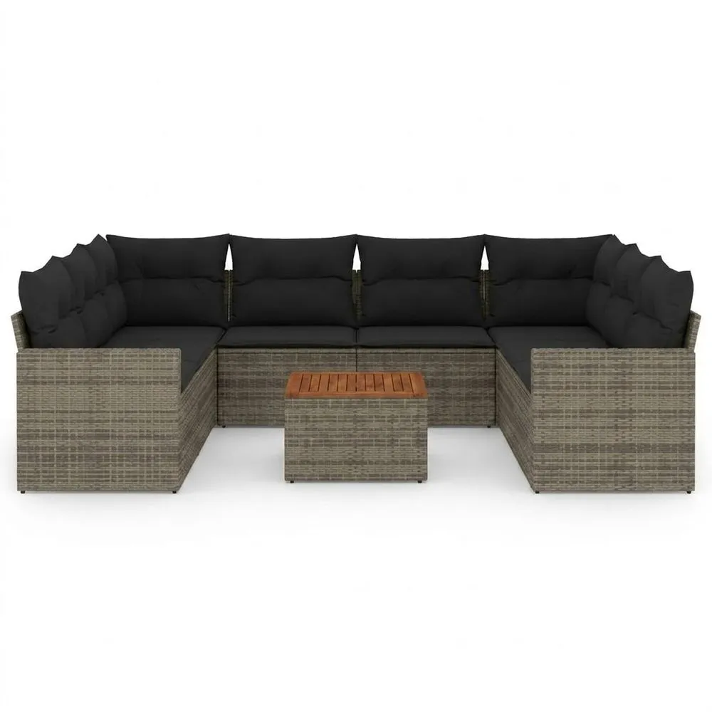 Conjunto de Sofá Esquinero de Ratán Sintético con Mesa de Centro