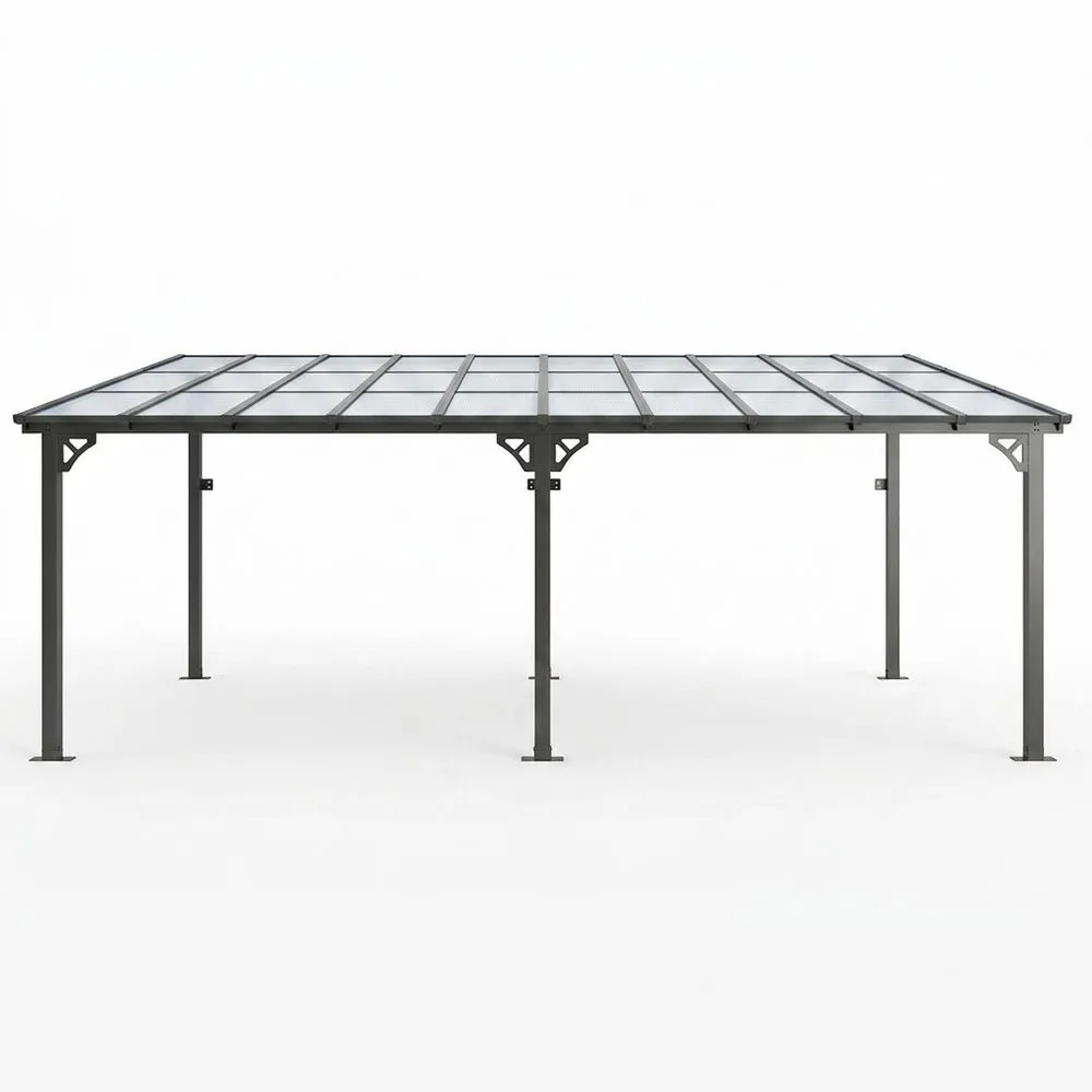 Pérgola de aluminio gris con techo de policarbonato 400x300x260 cm