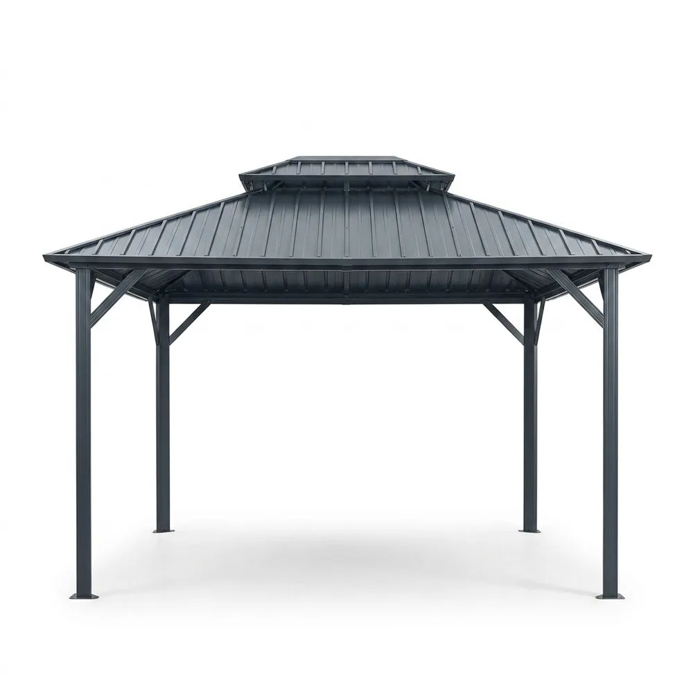 Pérgola de Acero Galvanizado Gris para Exterior 300x400x270 cm