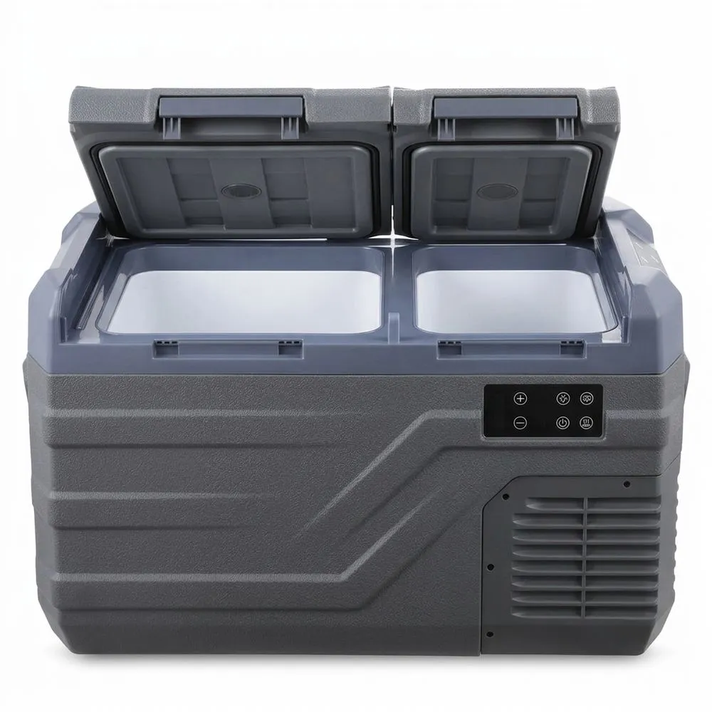Nevera portátil de doble compartimento de ABS gris de 50 litros