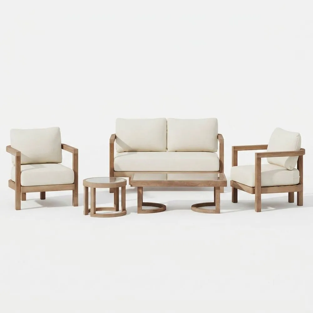 Conjunto de muebles de jardín de madera de acacia y poliéster color beige