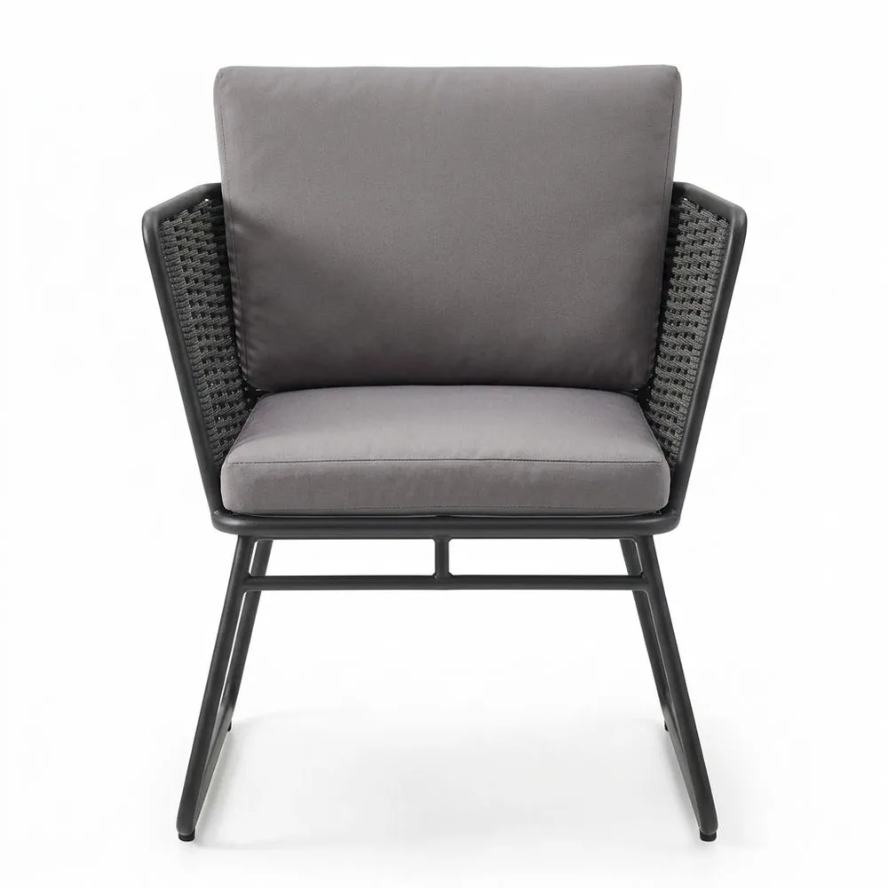 Sillón de Aluminio con Cojín de Poliéster Gris