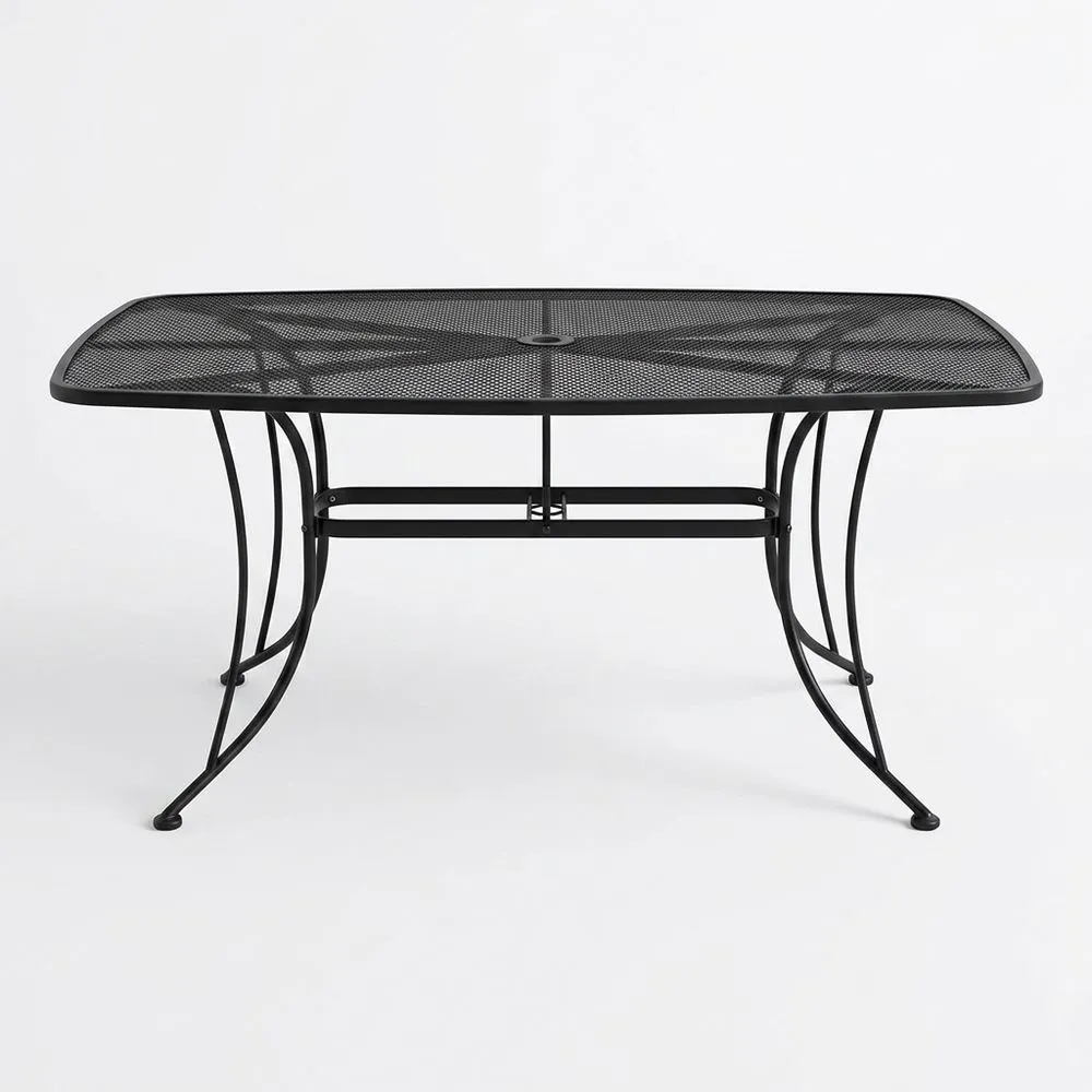 Mesa de exterior de acero negro 150x90x75 cm