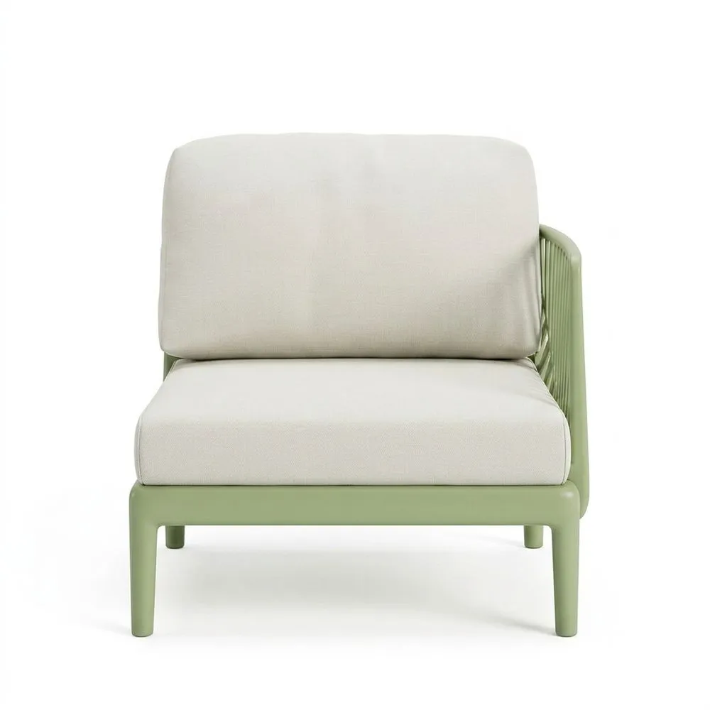 Sillón exterior con estructura de acero y cojín de poliéster