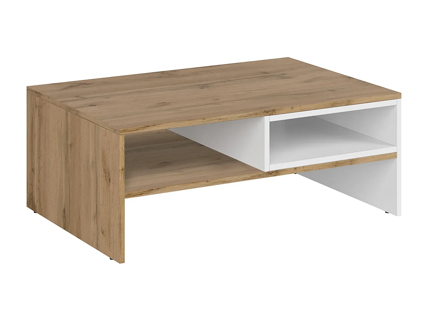 Moderner Couchtisch aus Glas und Eiche Dekor