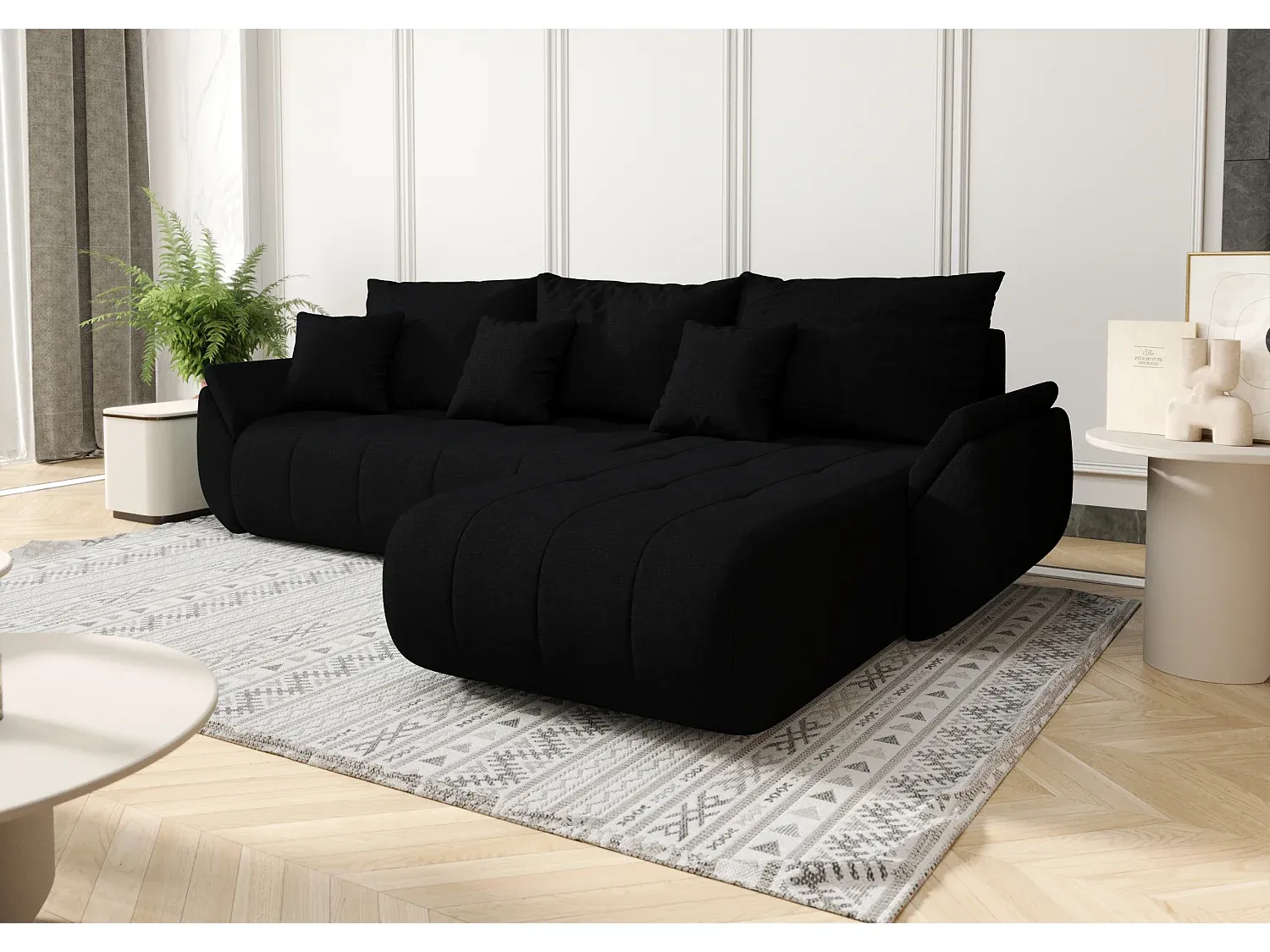 Modulares Ecksofa mit Schlaffunktion und Stauraum, Dunkelblau, Rechts