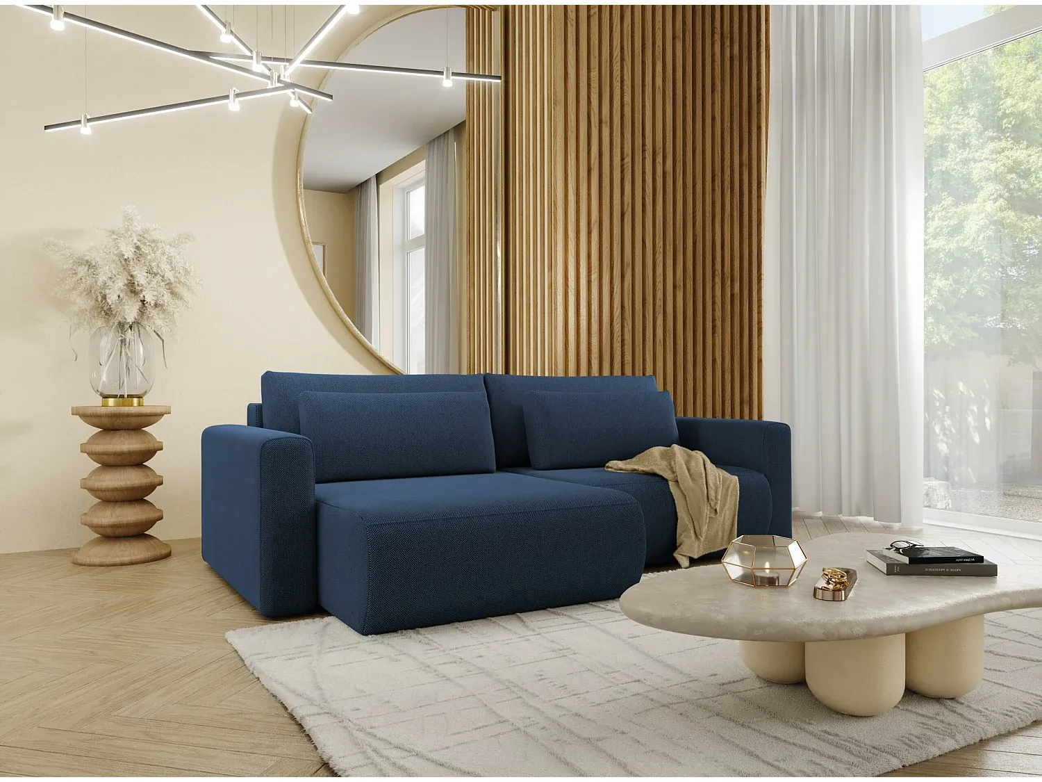 Ecksofa ausziehbar für 5 Personen Blau