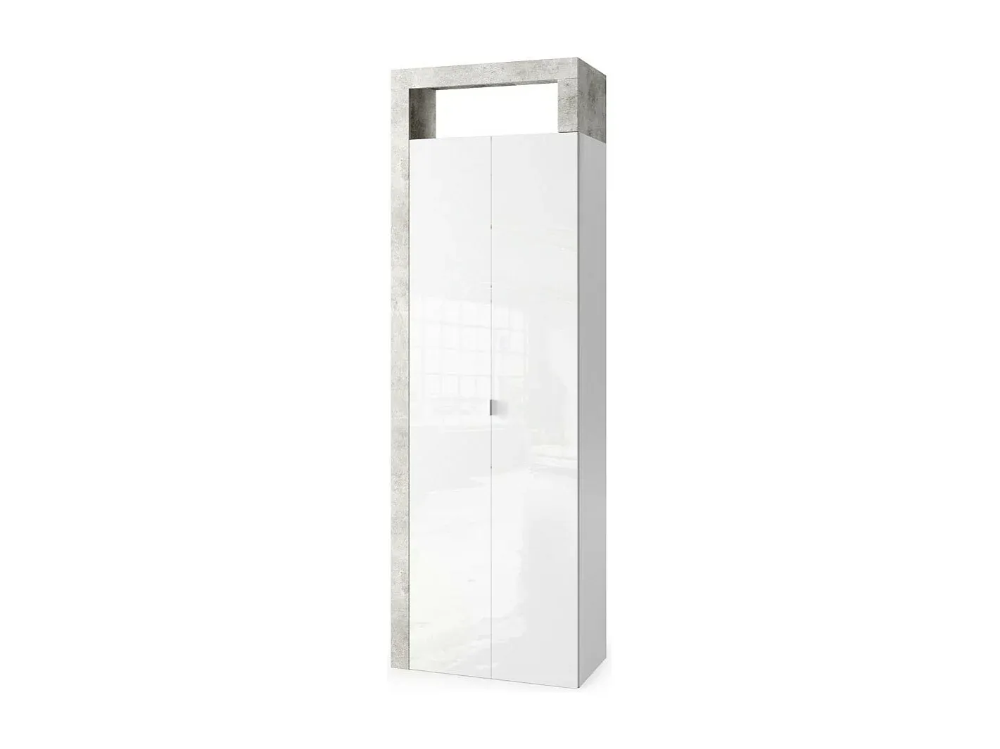 Moderner Badezimmerschrank mit Doppeltüren in Weiß und Betonoptik