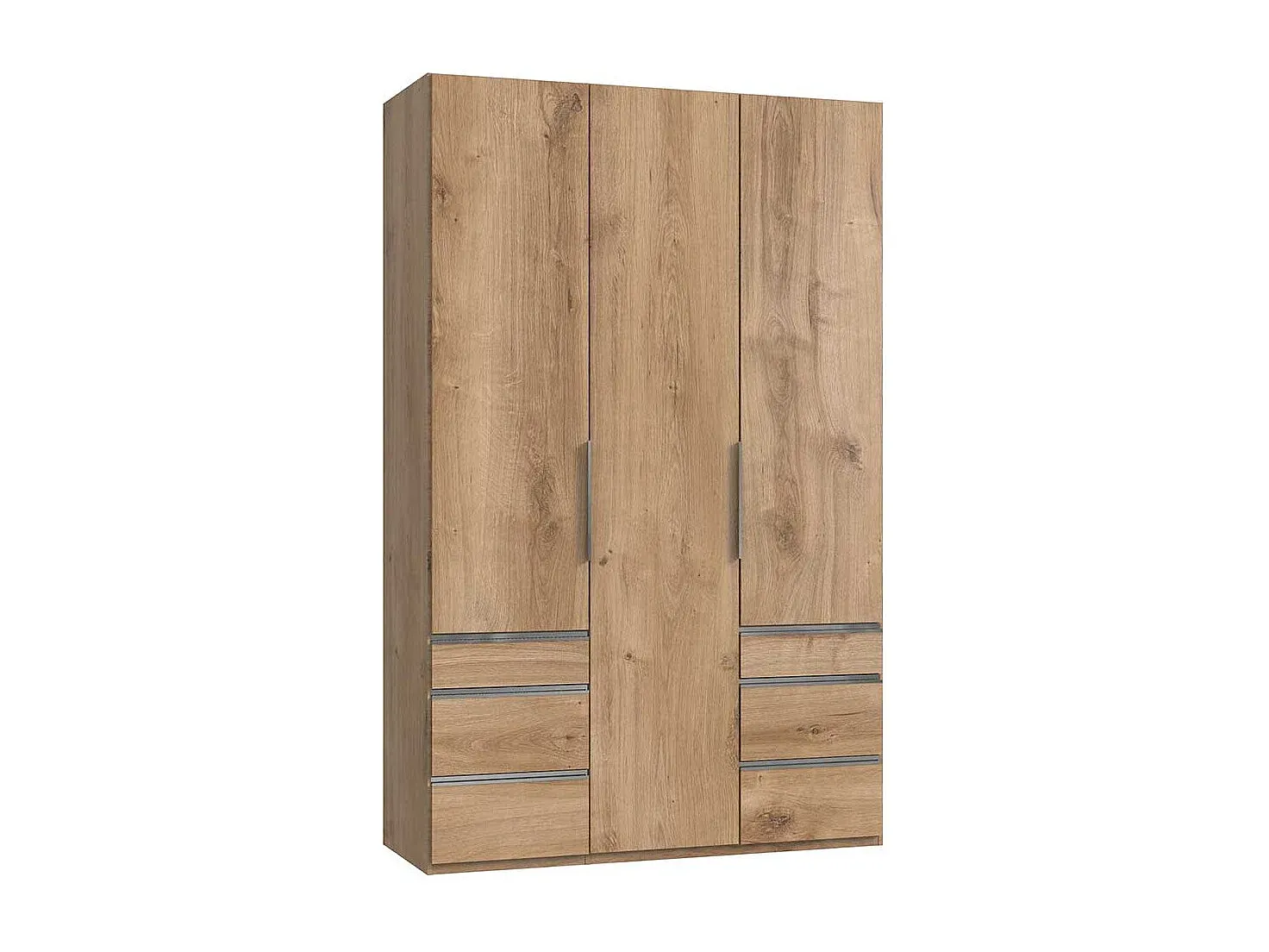 Moderner Kleiderschrank mit sechs Schubladen, 150 cm, Plankeneiche Optik