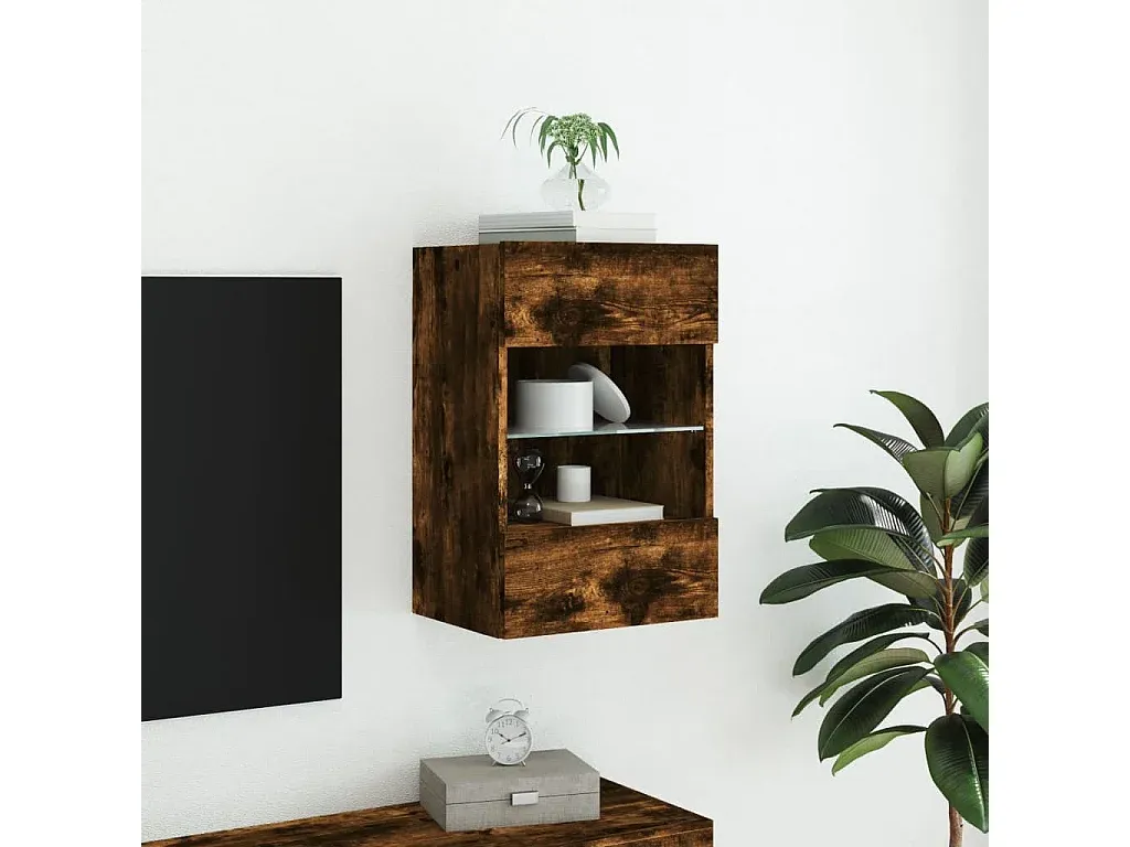 TV-Wandschrank mit LED-Beleuchtung, Räuchereiche, 40x30x60,5 cm