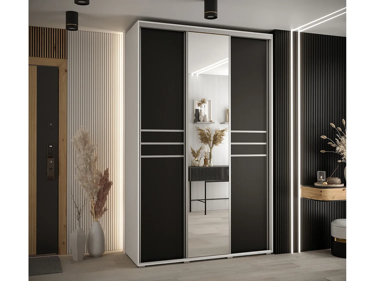 Großer Kleiderschrank mit Schwebetüren, 3-türig, 235 cm