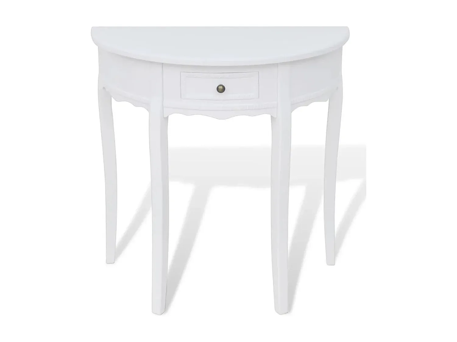 Halbrunder Tisch mit Schublade in Weiß