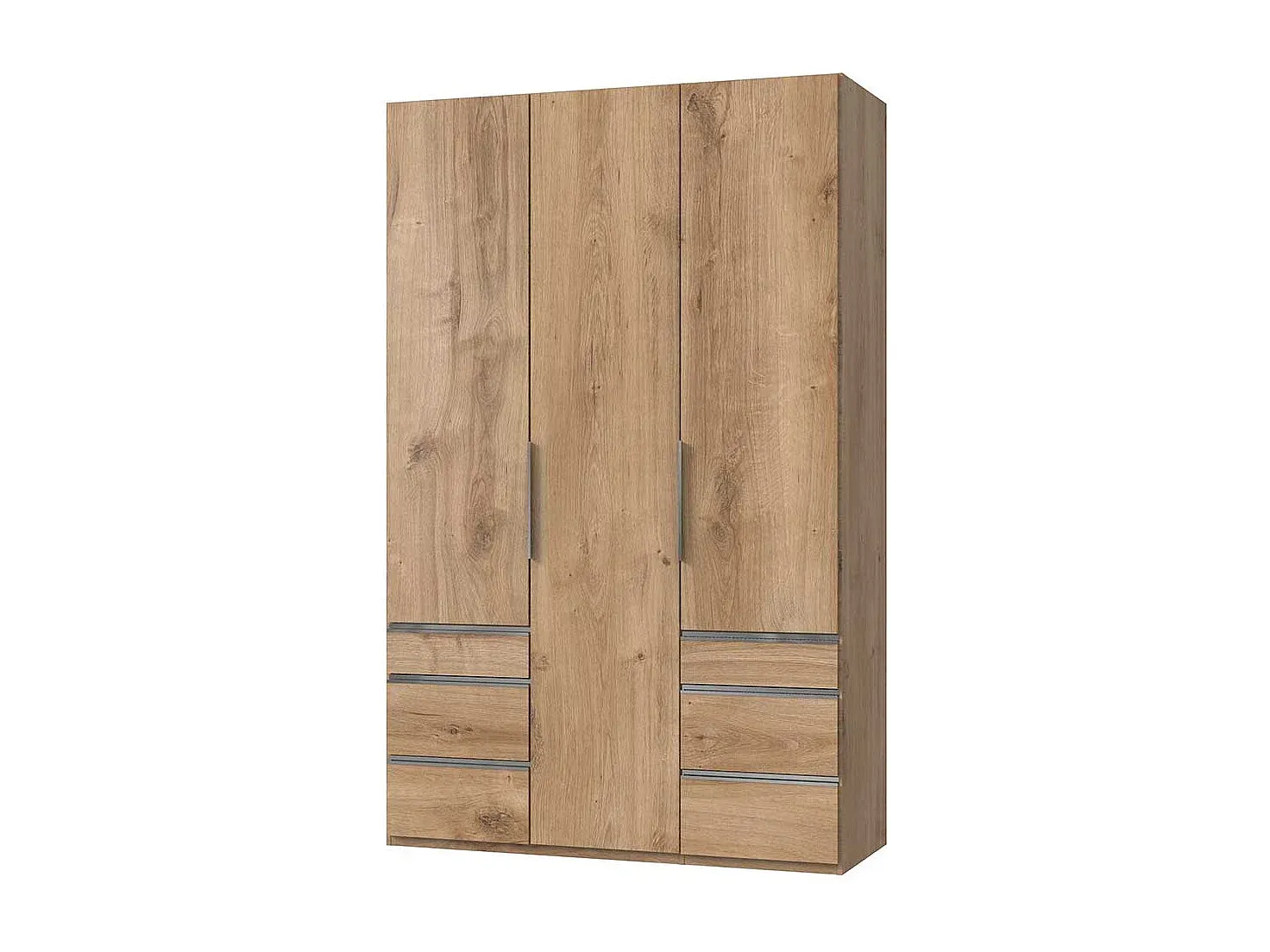 Moderner Kleiderschrank mit sechs Schubladen, 150 cm, Plankeneiche Optik