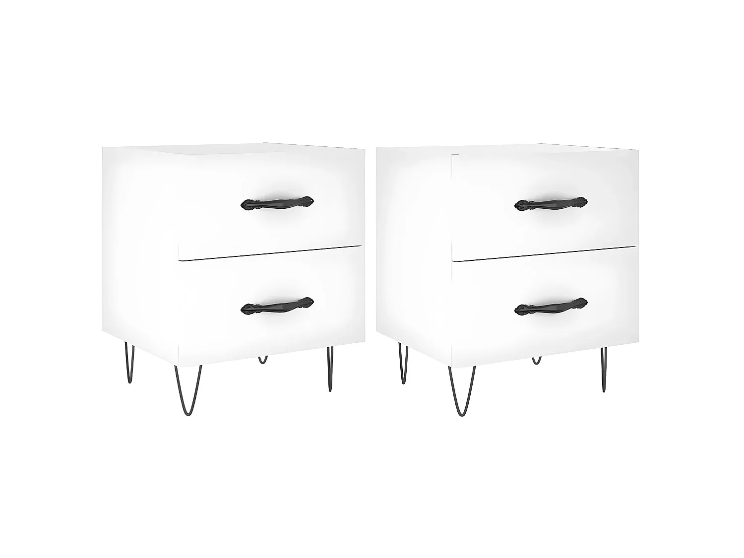 Moderner Nachttisch im 2er-Set, weiß, 40x35x47,5 cm