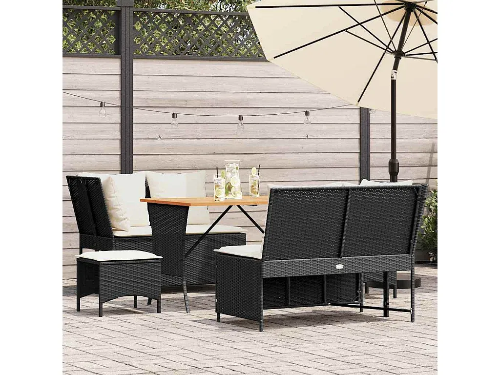 Moderne Garten-Sofagarnitur mit Kissen aus Poly Rattan
