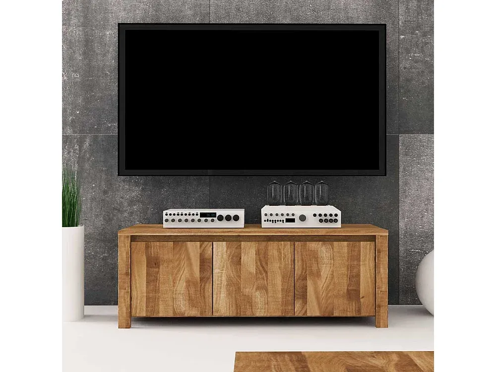 Massivholz TV-Schrank mit 3 Türen aus Wildeiche