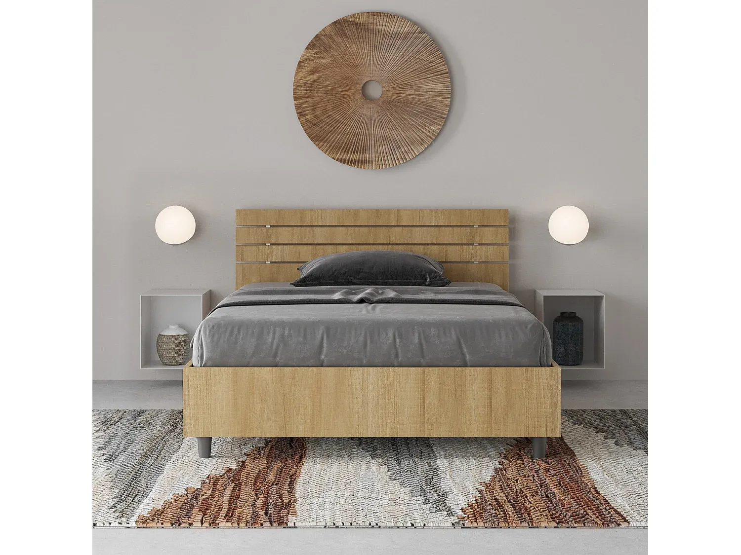 Holzbett 120x200 mit schrägem Kopfteil