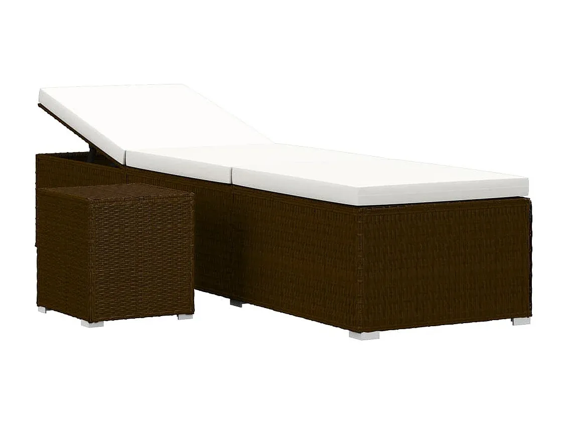 Verstellbare Gartenliege mit Beistelltisch, Braun