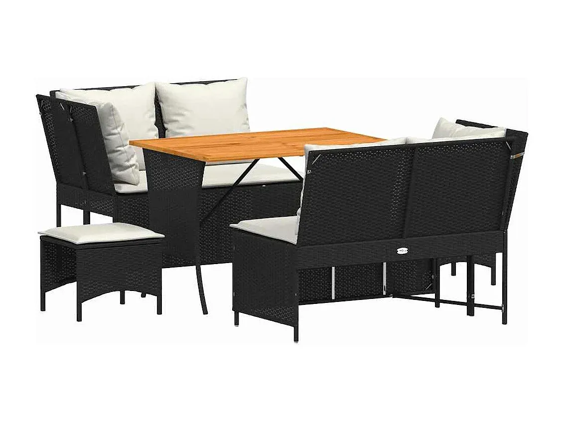 Moderne Garten-Sofagarnitur mit Kissen aus Poly Rattan