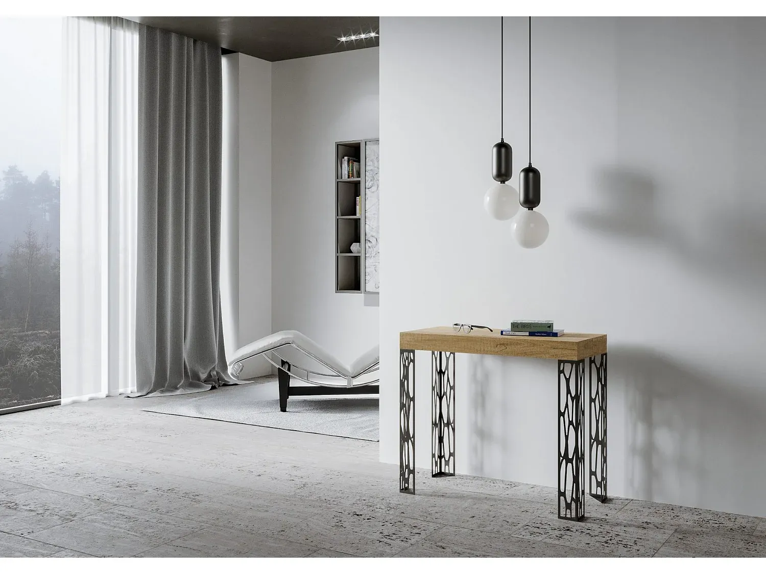 Ausziehbarer Konsolentisch mit Eisenrahmen für Wohnzimmer