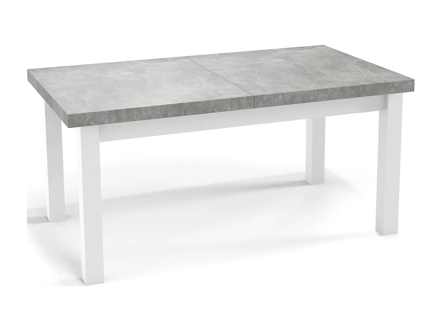 Ausziehbarer Rechteckiger Esstisch mit Holzbeinen in Betonoptik