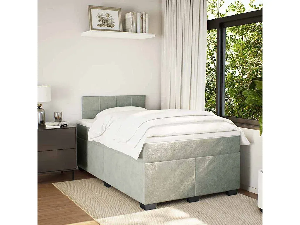 Komfortables Polsterbett in Hellgrau 120x190 cm Samt