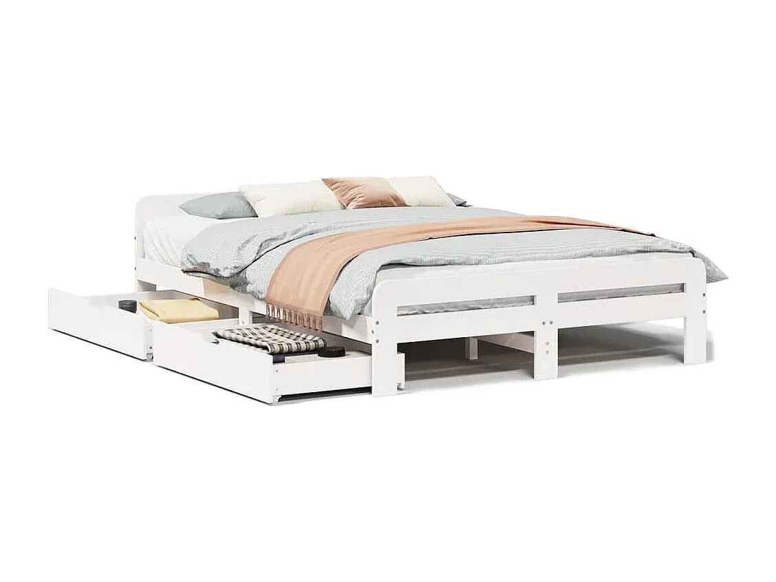 Holzbettgestell Weiß 140x200 cm Kiefer