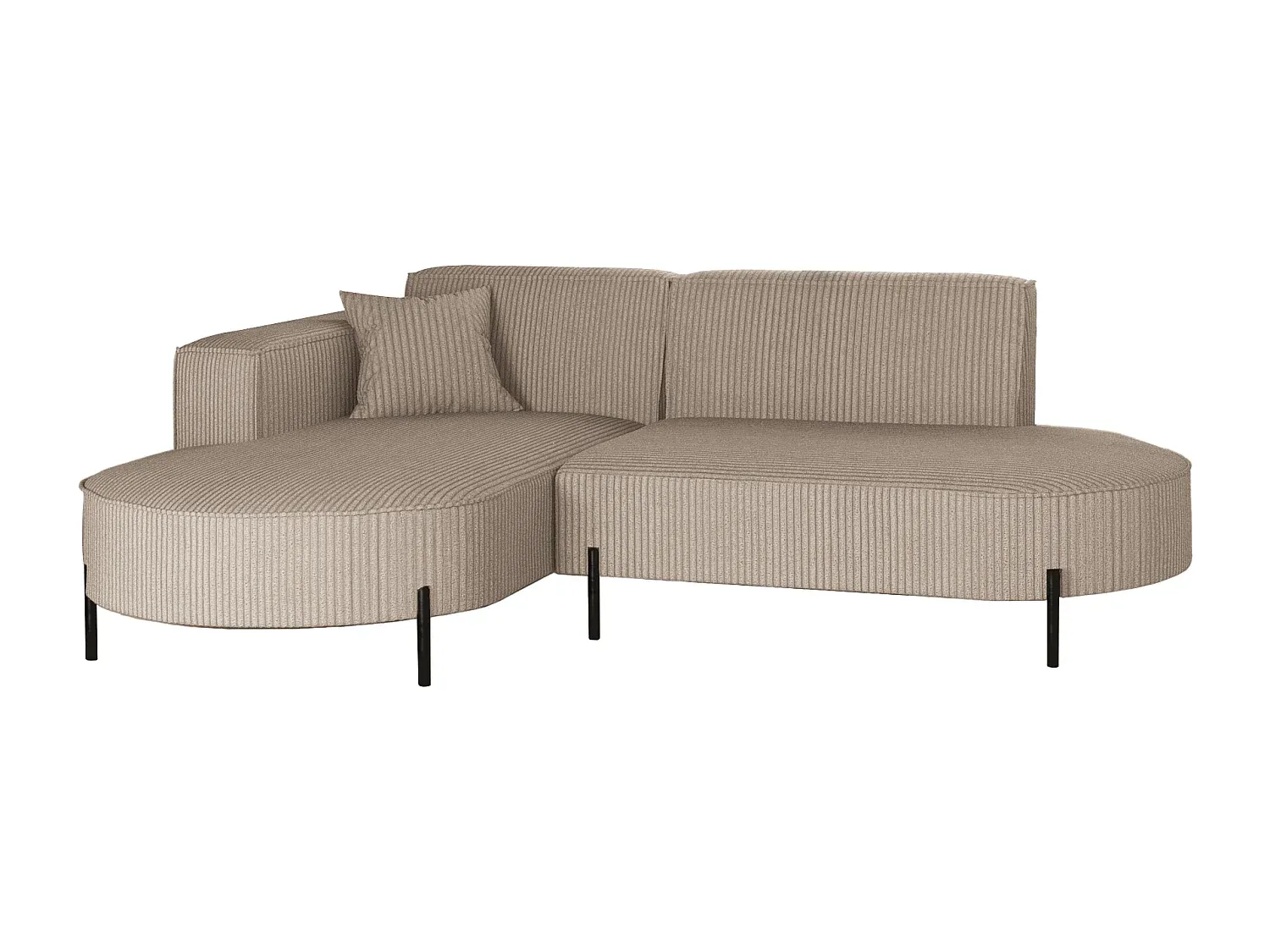 Ecksofa in L-Form Dunkelbeige mit Stoffbezug, Links