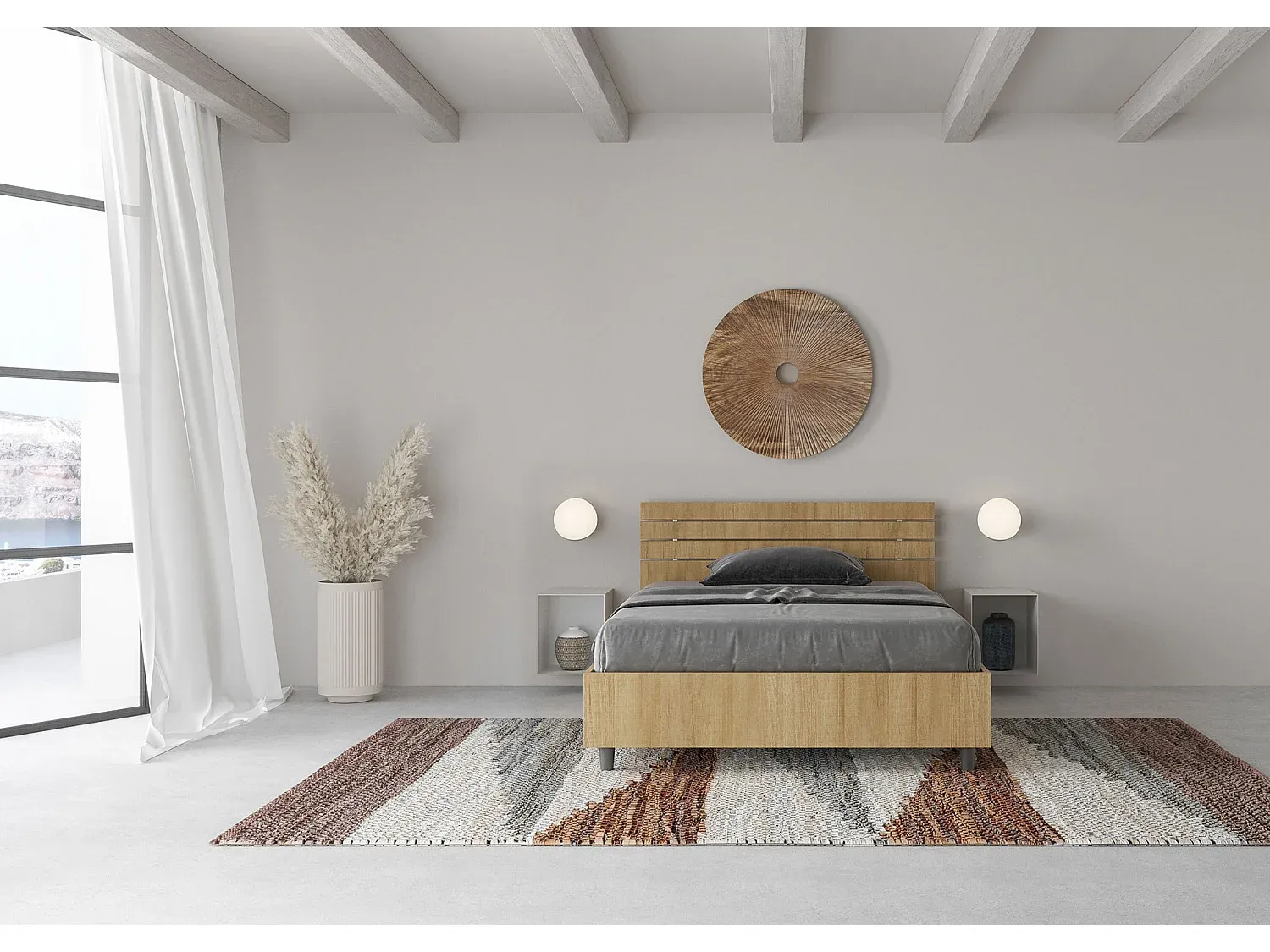 Holzbett 120x200 mit schrägem Kopfteil