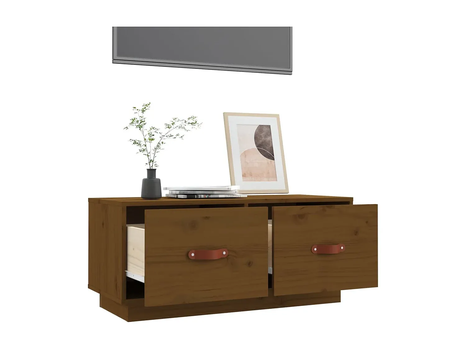 Fernsehtisch in Honigbraun, 80x34x35 cm Kiefer Massivholz