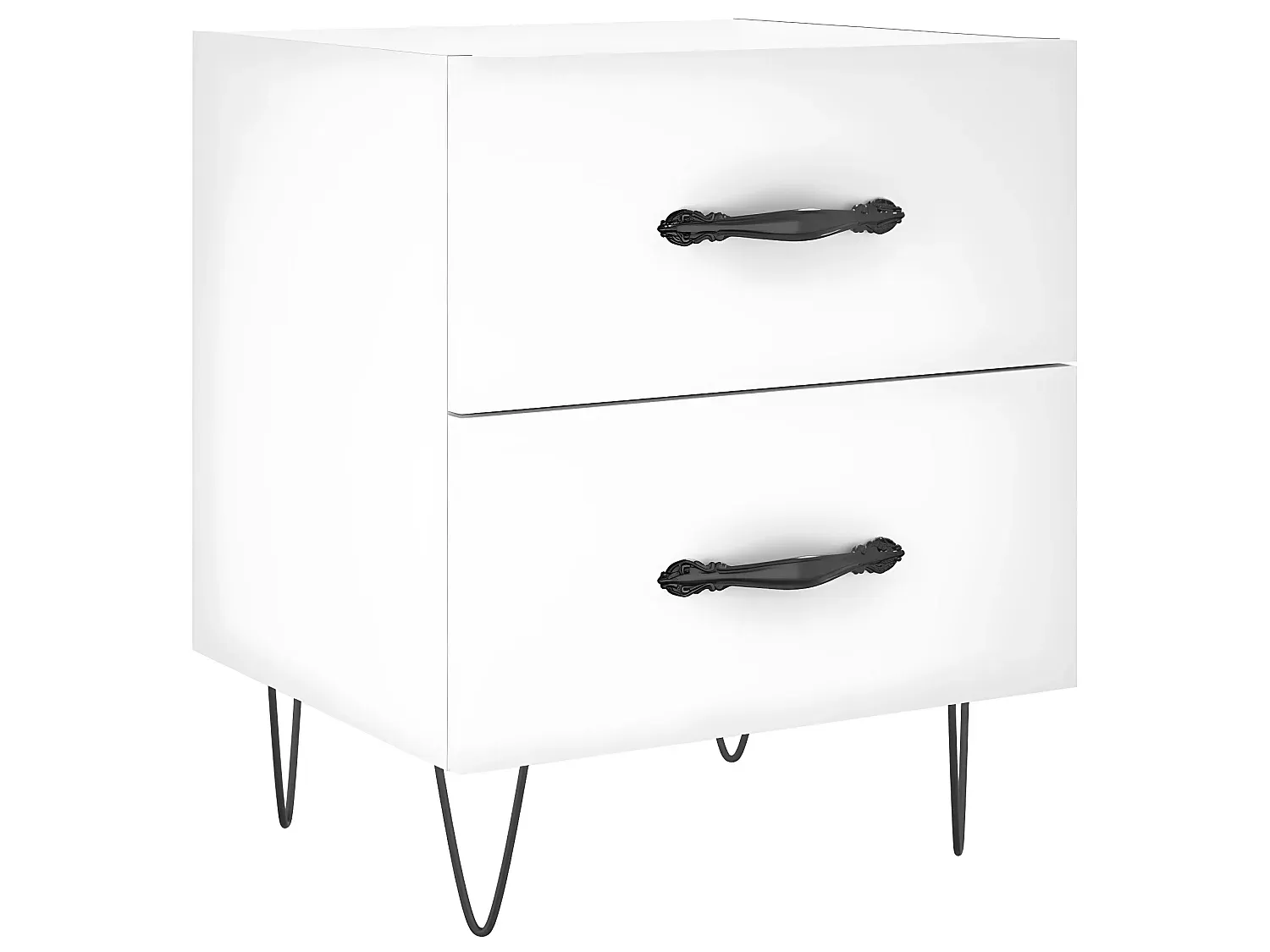 Moderner Nachttisch im 2er-Set, weiß, 40x35x47,5 cm