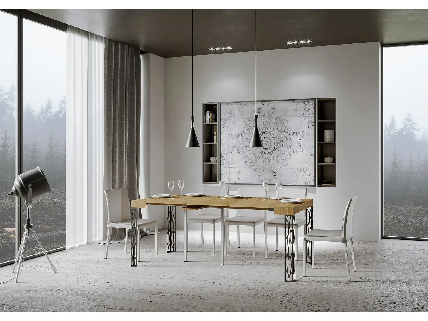 Ausziehbarer Konsolentisch mit Eisenrahmen für Wohnzimmer