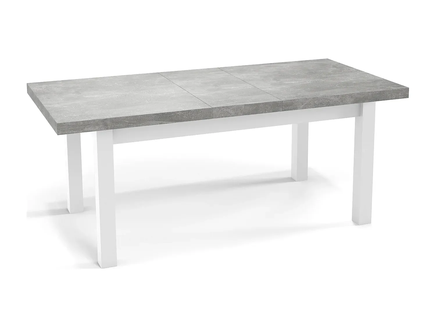 Ausziehbarer Rechteckiger Esstisch mit Holzbeinen in Betonoptik