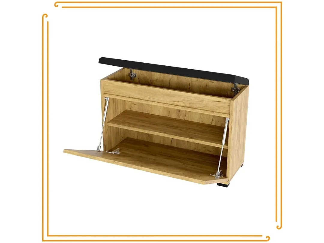 Multifunktionaler Schuhschrank mit Sitzbank und Regal, Eiche Optik