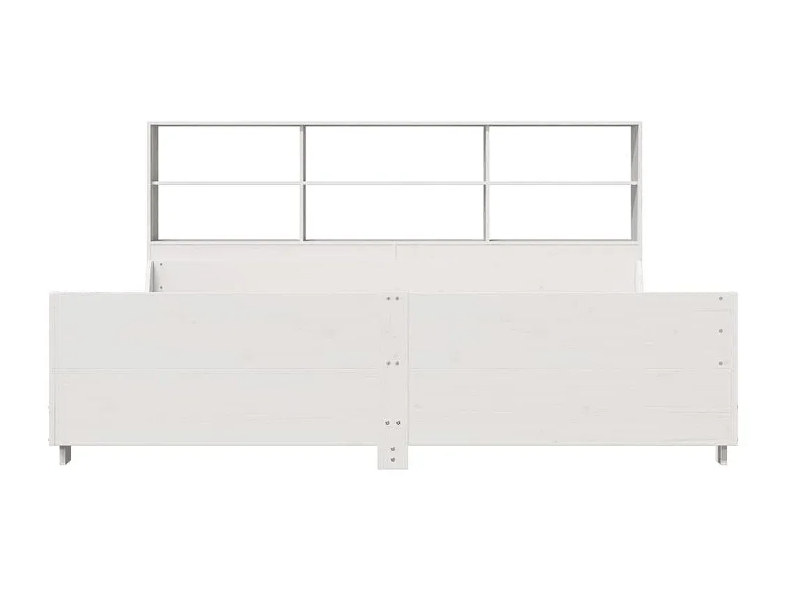 Holzbett mit integriertem Regal 180x200 cm Weiß