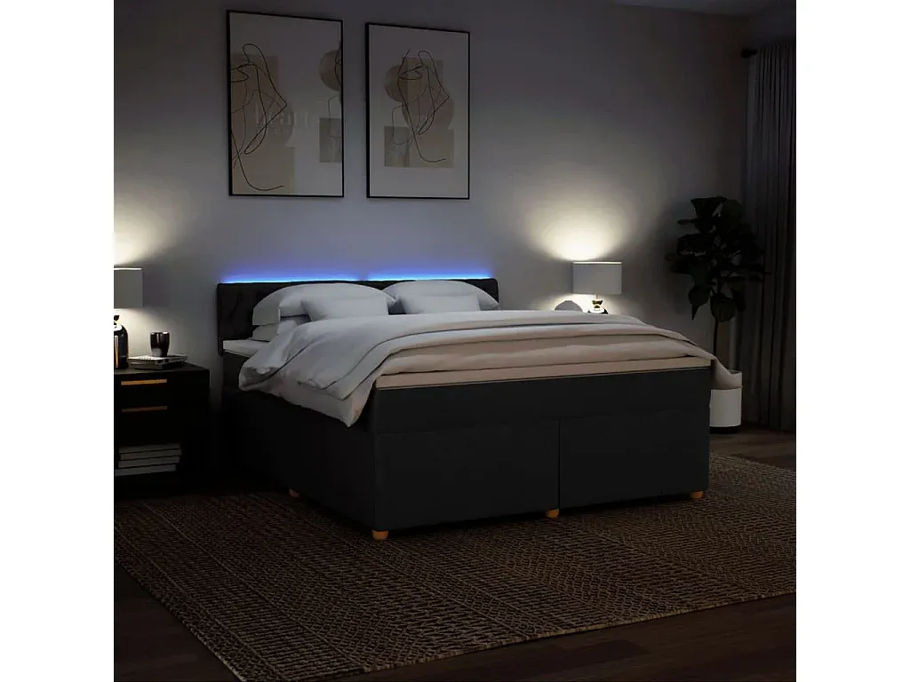 Elegantes Polsterbett mit Matratze 180x200 cm in Schwarz