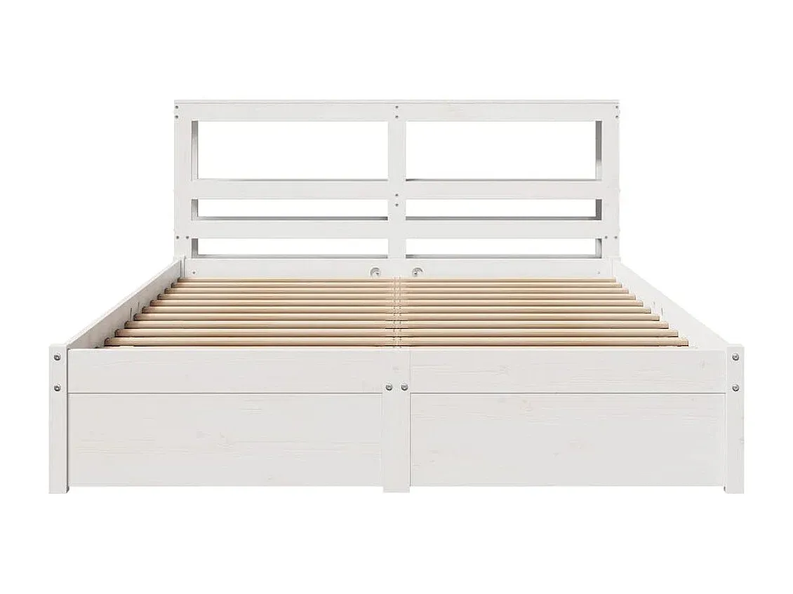 Metallbettgestell mit Kopfstütze 150x200 cm Weiß