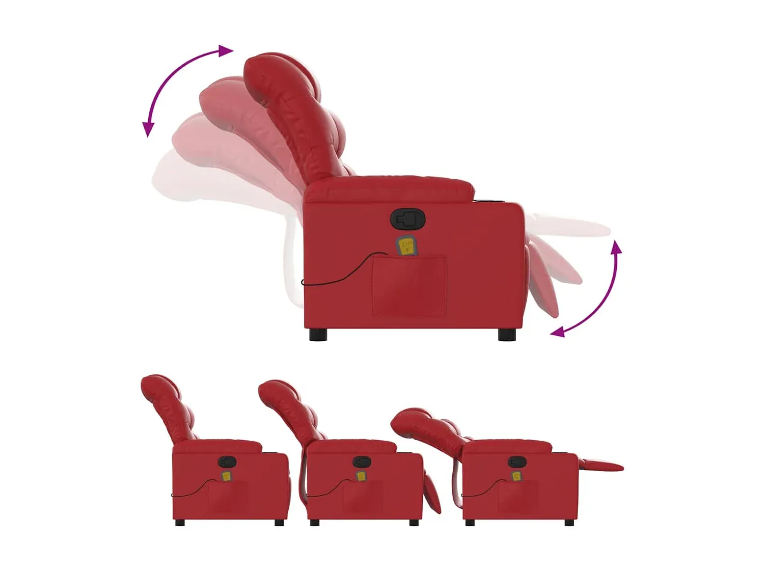 Ergonomischer Massagesessel aus Kunstleder, Rot