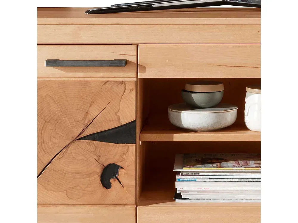 Moderner TV-Schrank aus massivem Holz mit Metallgriffen, 200 cm