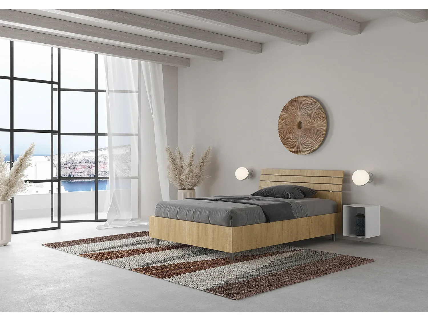 Holzbett 120x200 mit schrägem Kopfteil