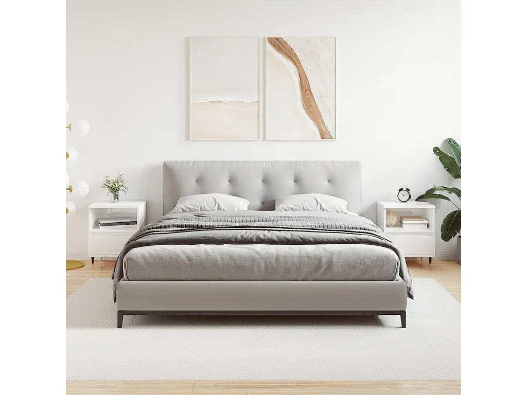 Nachttisch-Set im Hochglanz Weiß mit Stauraum